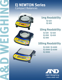 Thumbnail of document Data Sheet - EJ Newton Series, A&D Weighing Toploader Balance